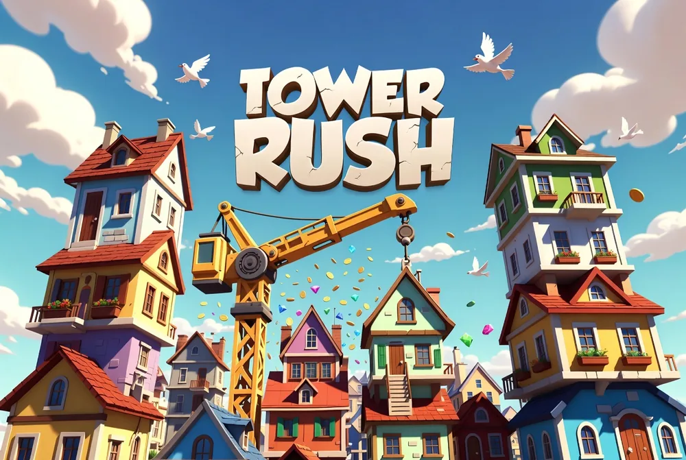 Tower Rush real money play with a stack of gold coins